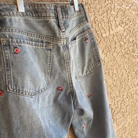 GAP Girls size 12 denim blue jeans with embroidery flowers - Picture 9 of 10